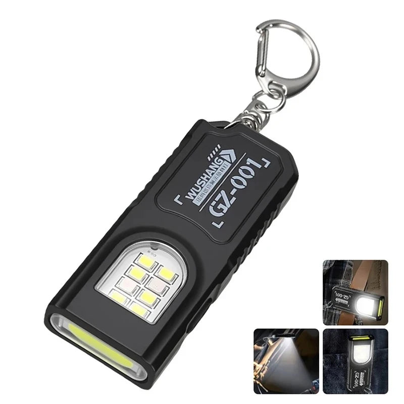 Mini Keychain Flashlight with Magnet Rechargeable Multifunction Torch Lamp Portable Clip on Flashlight Waterproof Camping Light