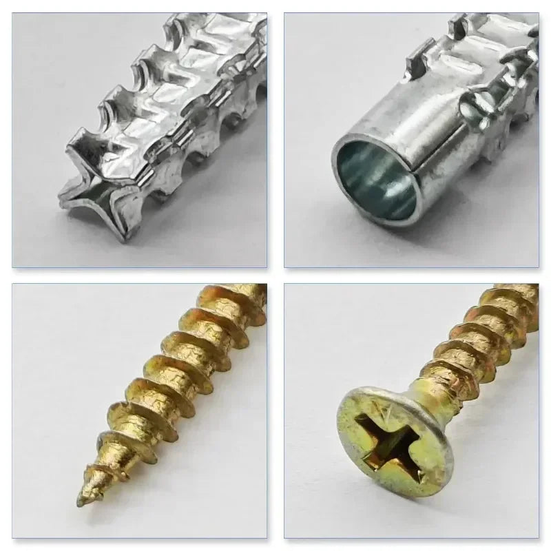 Heavy Duty Steel Wall Anchor with Screws Kit Metal Tube Expansion Self Tapping Screw Drywall Drilling Plug Fastener Bolt Anchors