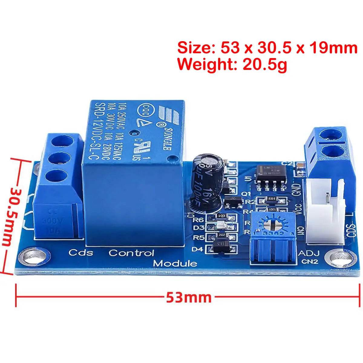XH-M131 Light Control Photoresistor Relay Module 5V/12V/24V Automatic Brightness Detection Switch 10A