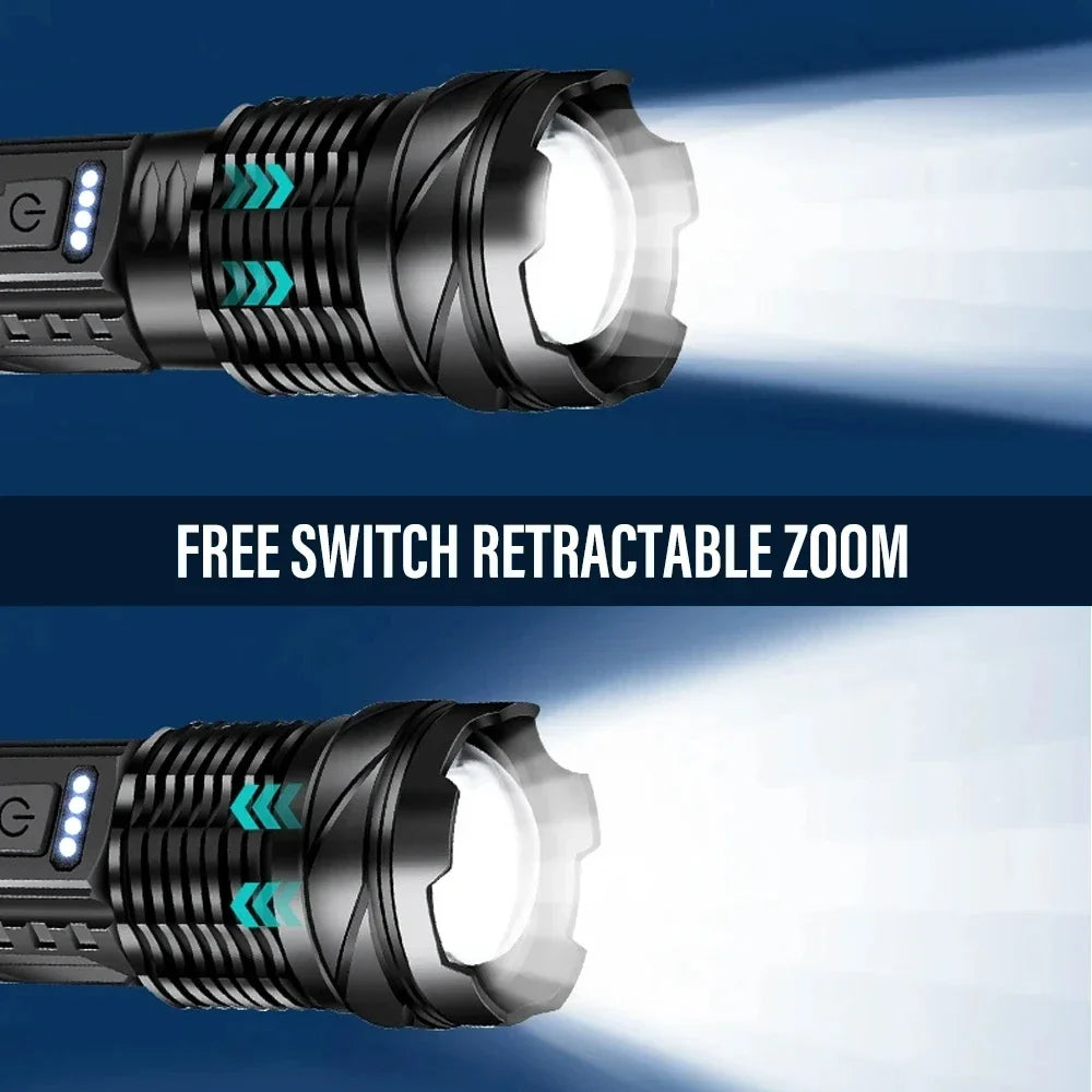 High Power Rechargeable LED Flashlight Tactical Zoom Torch