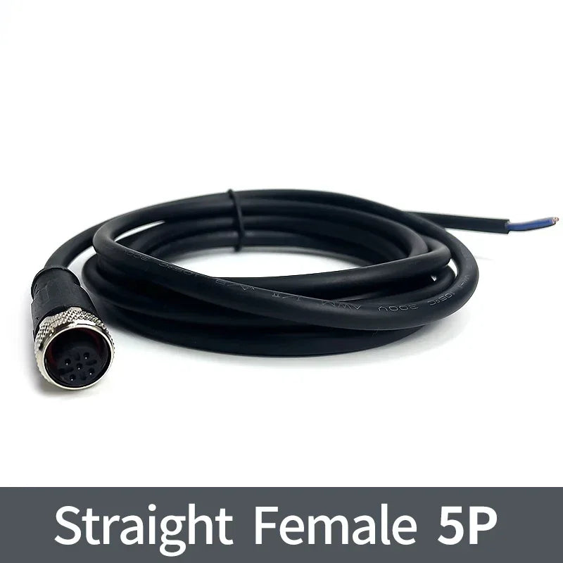 2m M12 Waterproof Sensor Cable Male & Female Connector 4/5/8/12 Pin Integrated Injection Molded