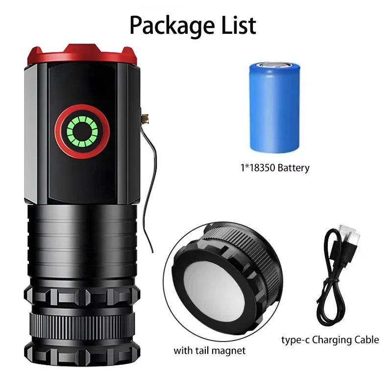 EDC 3 LED Flashlight Rechargeable Mini Tactical Torch with Magnet