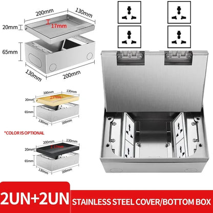 Hidden Inlaid Floor Socket Ultra-thin Design Built-in Multiple Power EU FR UN US AC Power Outlets and USB Charging Port