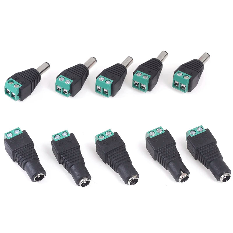 10pcs/5 Pairs 2.1x5.5mm DC Power Plug Jack Adapter Connector – Male and Female DC Power Adapter for CCTV, LED & Electronics