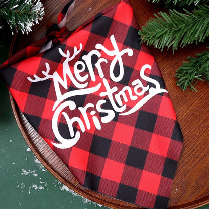 10/1PCS Christmas Dog Cat Triangle Scarf Cartoon Santa Claus snowman Triangle Scarf Pet Saliva Towel Christmas Pet Supplies
