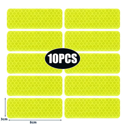 50/10pcs Car Bumper Reflective Stickers Reflective Warning Strip Tape Secure Reflector Stickers Decals Safety Warning 3*8CM