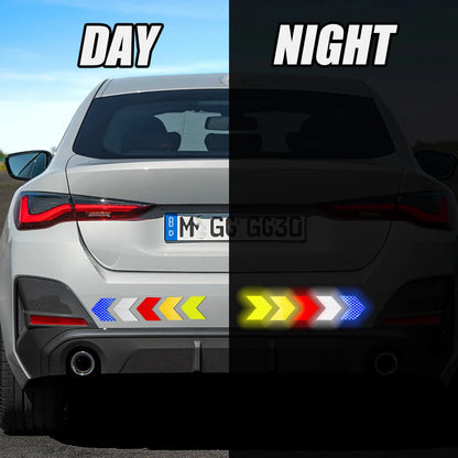 Car Reflective Arrow Stickers with Luminous Film – Hazard Warning Safety Decals for Car Bumper & Trunk (10pcs)
