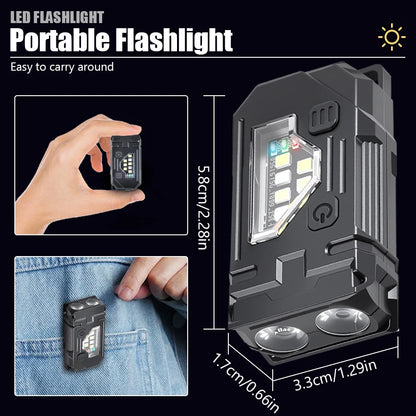 Portable Keychain Flashlight Led Rechargeable EDC Torch with Magnetic Cap Clip Lamp Flash Light Outdoor Camping Fishing Tool