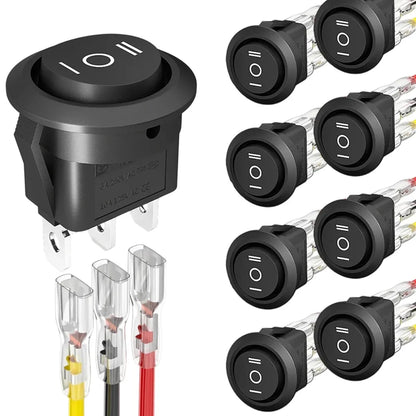 Mini Round Rocker Switch SPDT 3-Pin 12V AC/DC – Car Marine Boat 20mm Panel