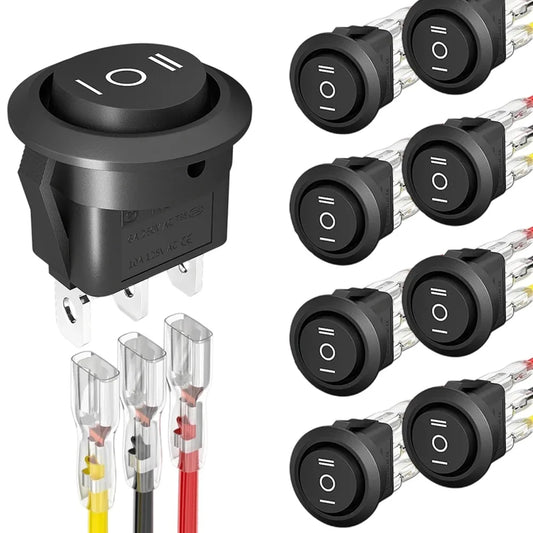 Mini Round Rocker Switch SPDT 3-Pin 12V AC/DC – Car Marine Boat 20mm Panel
