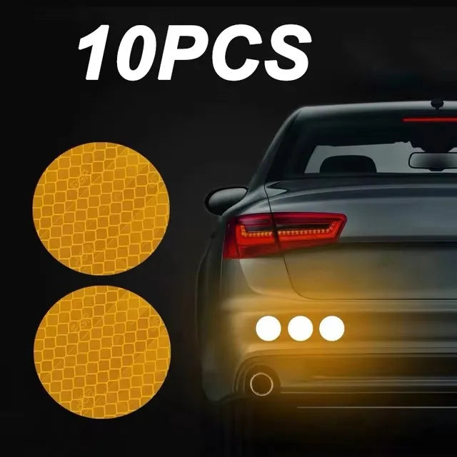 Car Bumper Reflective Safety Strip Stickers – Warning Reflector Tape Decals for Auto Exterior (10pcs/Set)