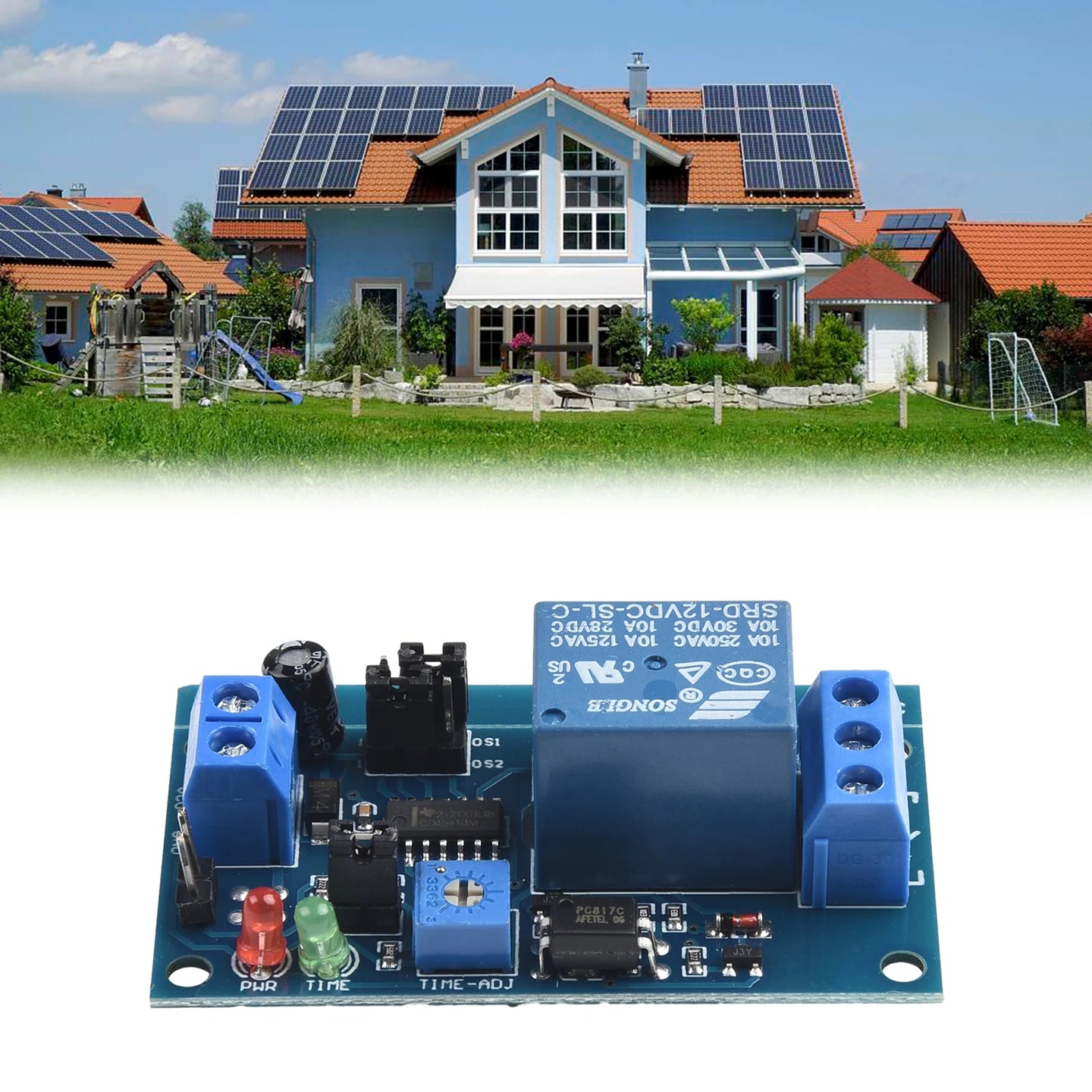 Normally Open 12V Time Delay Relay Module with Adjustable Timing for Turn On/Turn Off Switch Suitable for 250V AC Load
