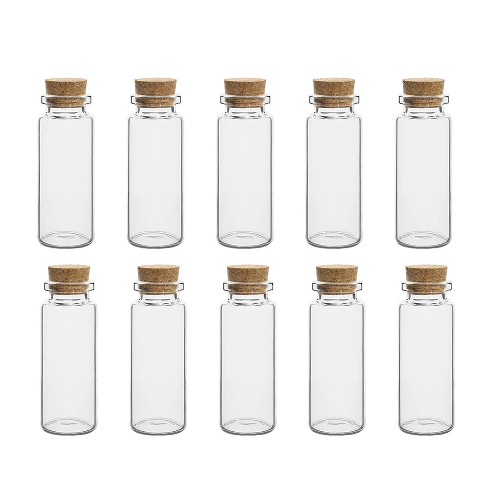 Mini Glass Bottles with Cork Stoppers — 5ml to 20ml Vials, 10pcs