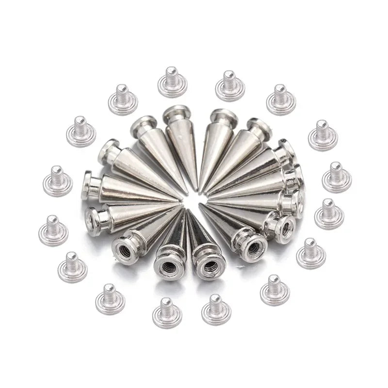 Round Cone Metal Spikes Screwback Studs Rivets — DIY Punk Decoration for Clothes, Shoes &amp; Leather