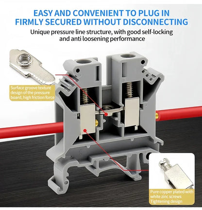Premium Brass UK Screw Clamp Connector for Wiring DIN Rail Mounted UK1.5N 2.5B 3N 5N 6N 10N 16N 25N 35N 50N