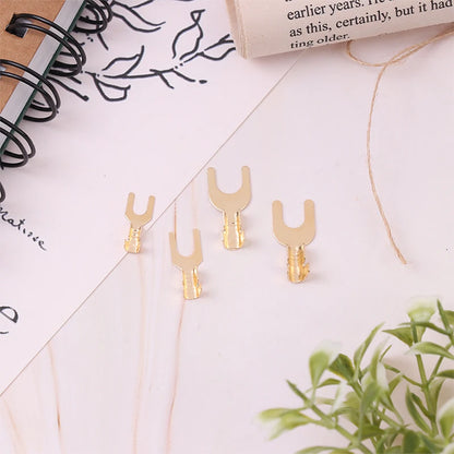 50pcs U-Shaped Brass Grounding Lug Fork Terminal Connector