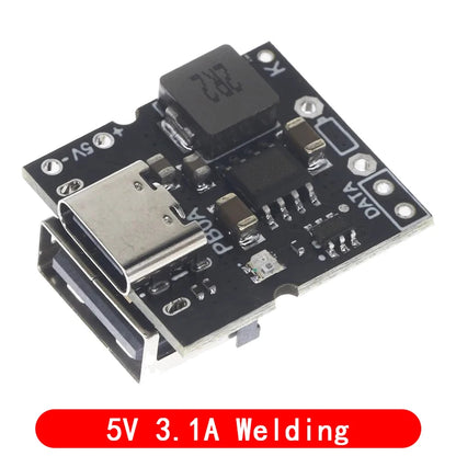 Type-C USB 5V 2A Boost Converter Step-Up Power Module with Lithium Battery Charging and Protection, LED Display