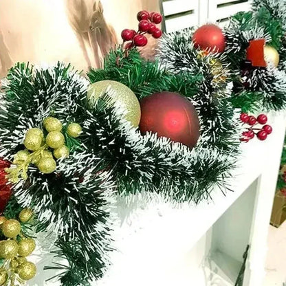10M Christmas Decor Ribbons Garland Xmas Tree Hanging Pendent Ornaments Green Cane Tinsel Wreath for New Year Party Home Decor
