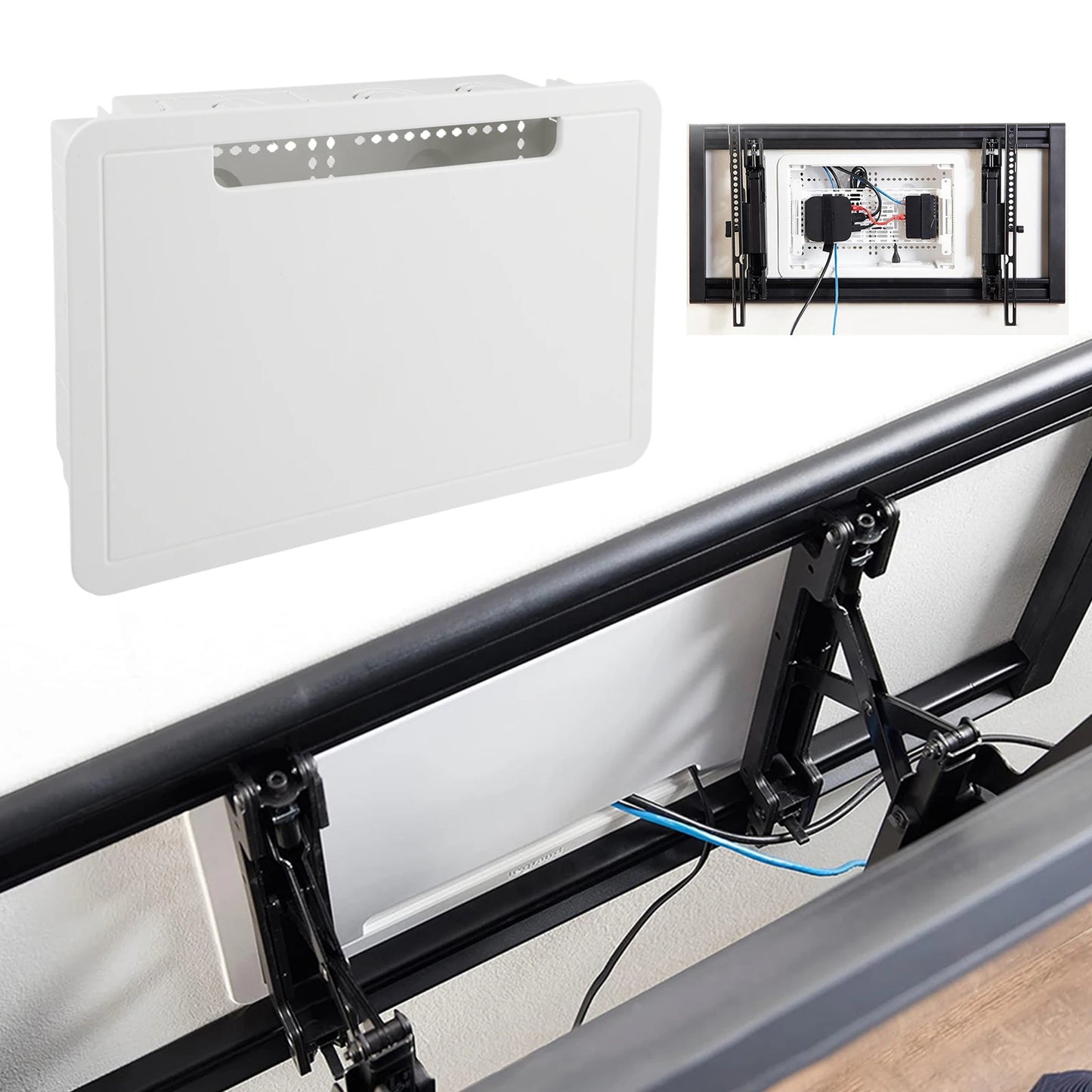 39*26.5*9.5cm Cable Management Kit Versatile Media Box Fit Cable Management Standard Stud Compatibility WiFi Friendly Materials