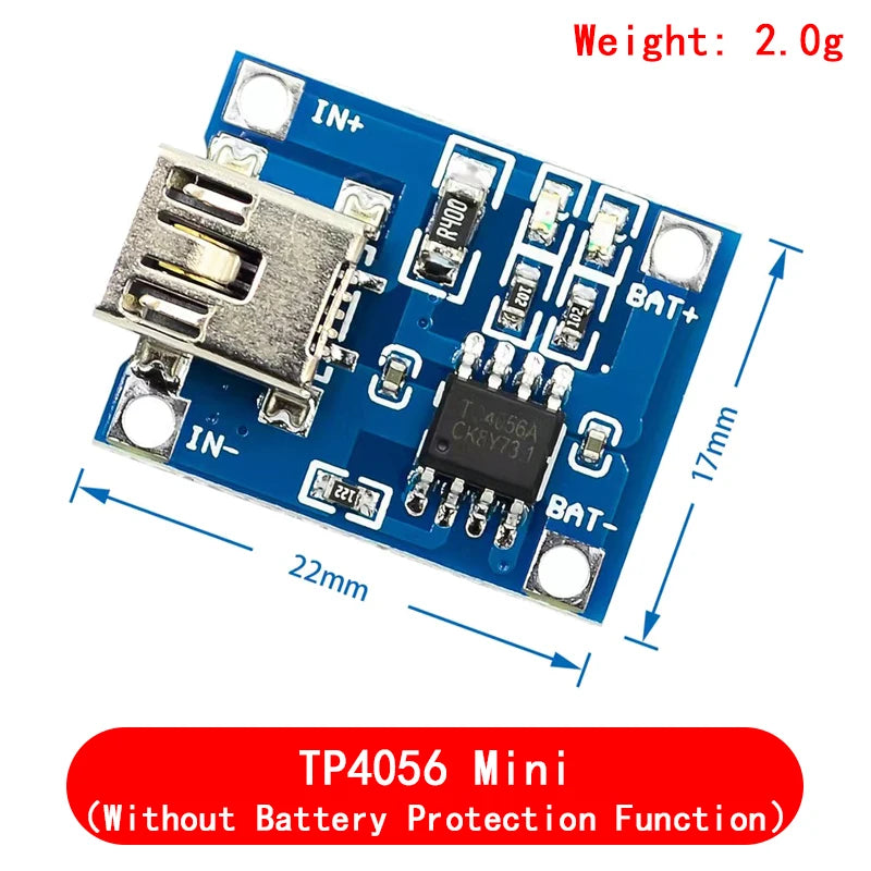 type-c/Micro USB 5V 1A 18650 TP4056 Lithium Battery Charger Module Charging Board With Protection Dual Functions 1A Li-ion