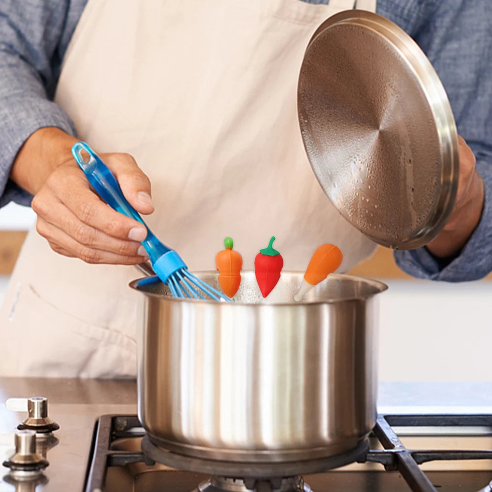 3/1pcs Silicone Fake Chili for Pot Lid Clips Anti-Overflow Stopper Kitchen Boiled Heat-resistant Pot CoverLifter Anti-spill Rack