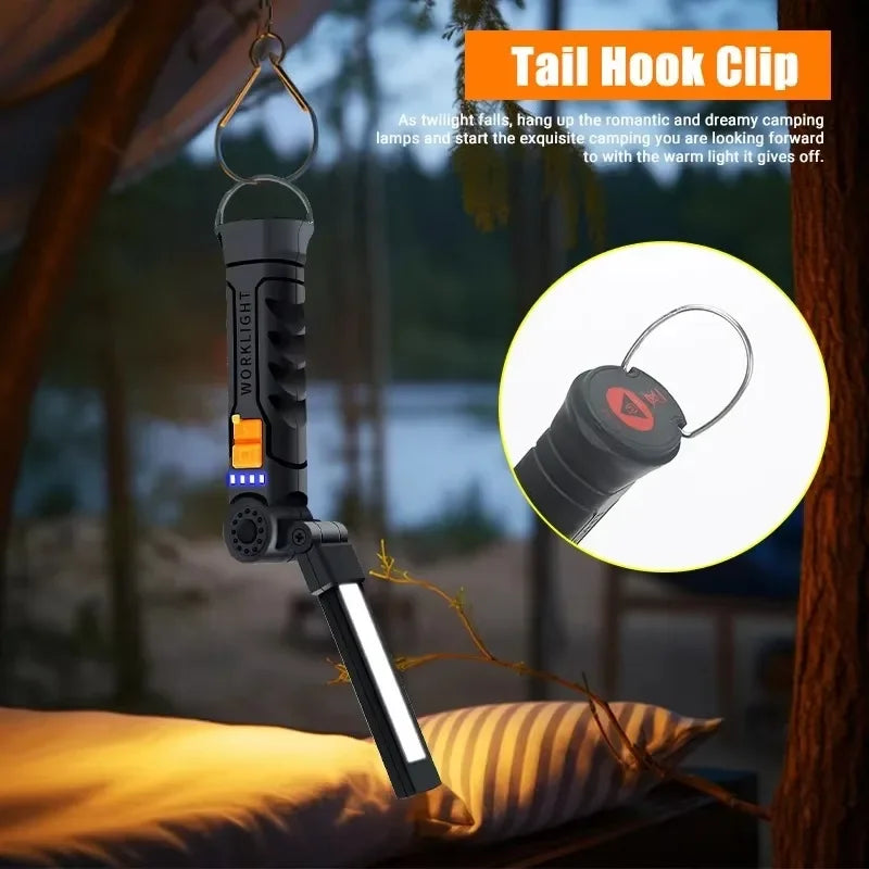 Folding COB XPE LED Work Light Rechargeable Magnetic Flashlight