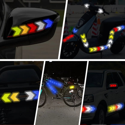 Car Reflective Arrow Stickers with Luminous Film – Hazard Warning Safety Decals for Car Bumper & Trunk (10pcs)