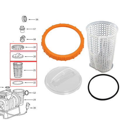Sand Filter Pump Replacement Kit For Models 58486 58497 58499 With P07018 Nut P07019 Lid P6562ASS16 Basket P6563 Gasket
