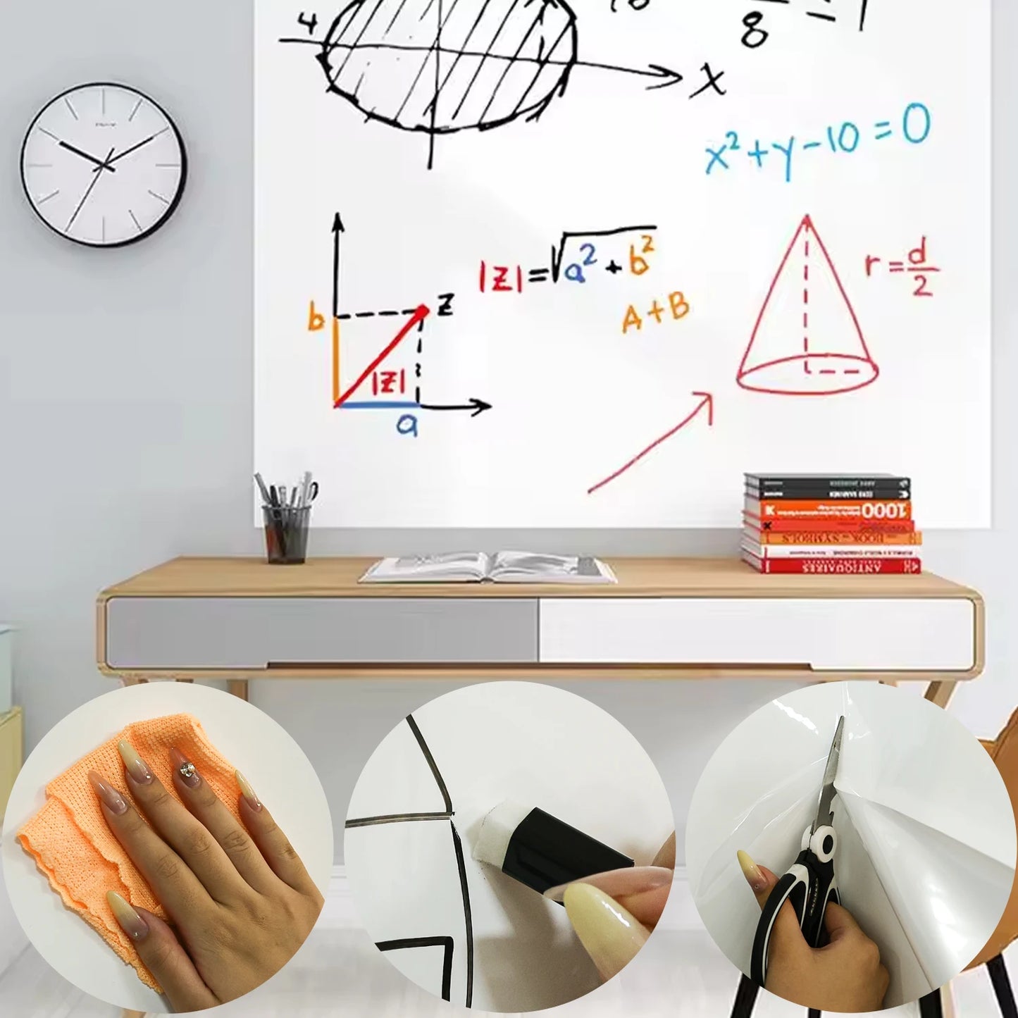 Electrostatic Whiteboard Wall Sticker – Premium Static Cling, No Damage, Easy to Clean & Reusable for Home, Office & School