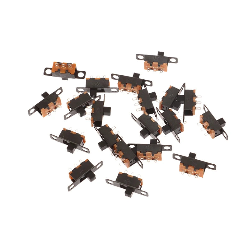 20Pcs 5V 0.3A Mini Size Black SPDT Slide Switch For Small DIY Power Electronic 3Pin 1P2T Slide Switch Toggle Switch