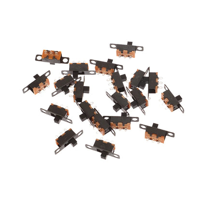20Pcs 5V 0.3A Mini Size Black SPDT Slide Switch For Small DIY Power Electronic 3Pin 1P2T Slide Switch Toggle Switch