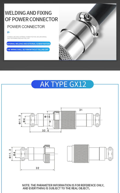 GX12 2/3/4/5/6/7 Pin Male & Female Docking Aviation Plug & Socket Circular Waterproof Thread Butt Joint Connector