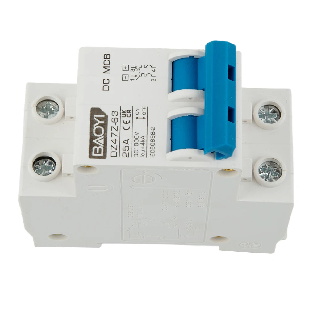 DC Miniature Circuit Breaker 2 Pole 1000V 32 Amp Isolator DC Disconnect Switch Thermomagnetic 10 A-63A 1.42 X 2.95 X 3.15 Inches