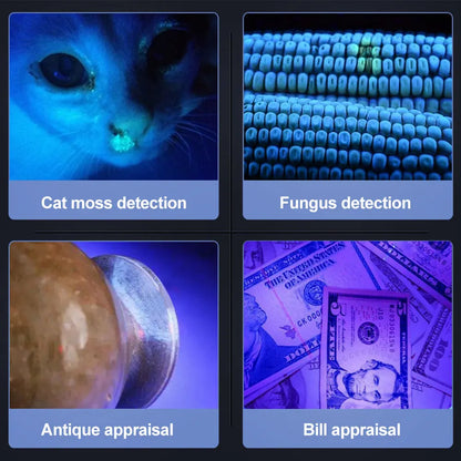 5W 365nm Mini UV Flashlight USB Rechargeable Ultraviolet Torch Pets Urine Cat tinea Money Ore Scorpion Detection Purple Light
