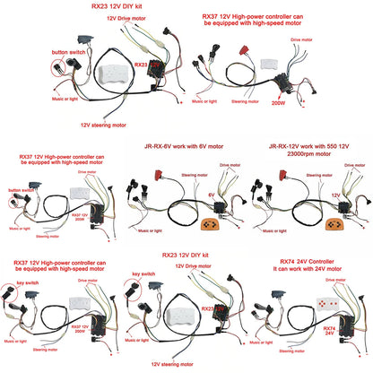 Electric Vehicle Wire Switch Kit Key button Switch JR 12V JR 6V Kids Ride On RX37 RX37 2 Weelye DIY Durability