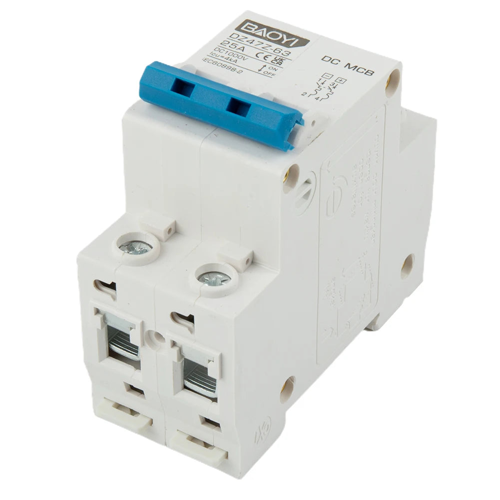 DC Miniature Circuit Breaker 2 Pole 1000V 32 Amp Isolator DC Disconnect Switch Thermomagnetic 10 A-63A 1.42 X 2.95 X 3.15 Inches