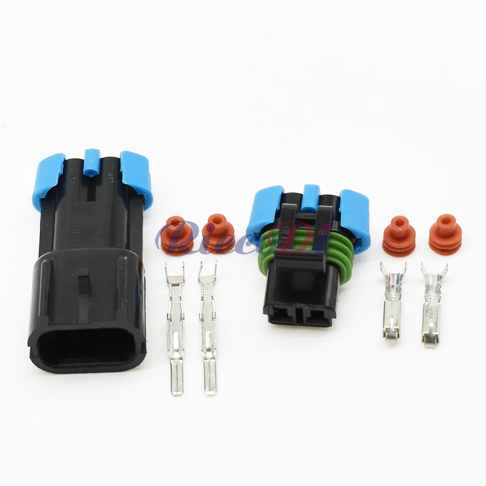 2 Pin Automotive Waterproof Sensor and Fan Connector Plug Male Female Compatible with 15300002 15300027 for GM Vehicles