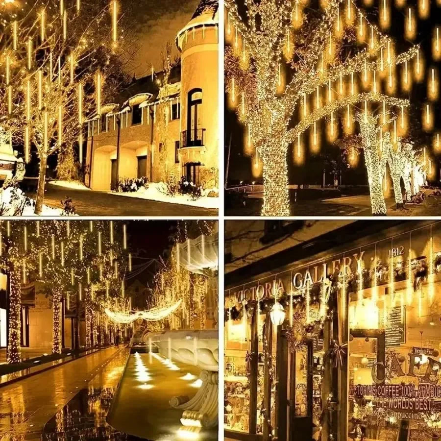 Solar Powered LED Meteor Shower Fairy Lights | 30M / 50M | 8 Tubes | Garden Outdoor Christmas Wedding Decoration