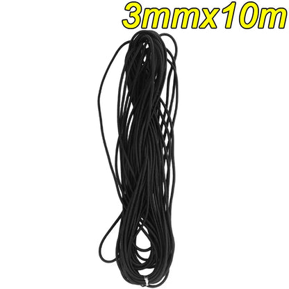 Bungee Cord 10m for Motorcycle Luggage Rope Car Roof Rack Tie Down Strap Elastic Shock Cord for Cargo Net DIY Black 2mm-3mm