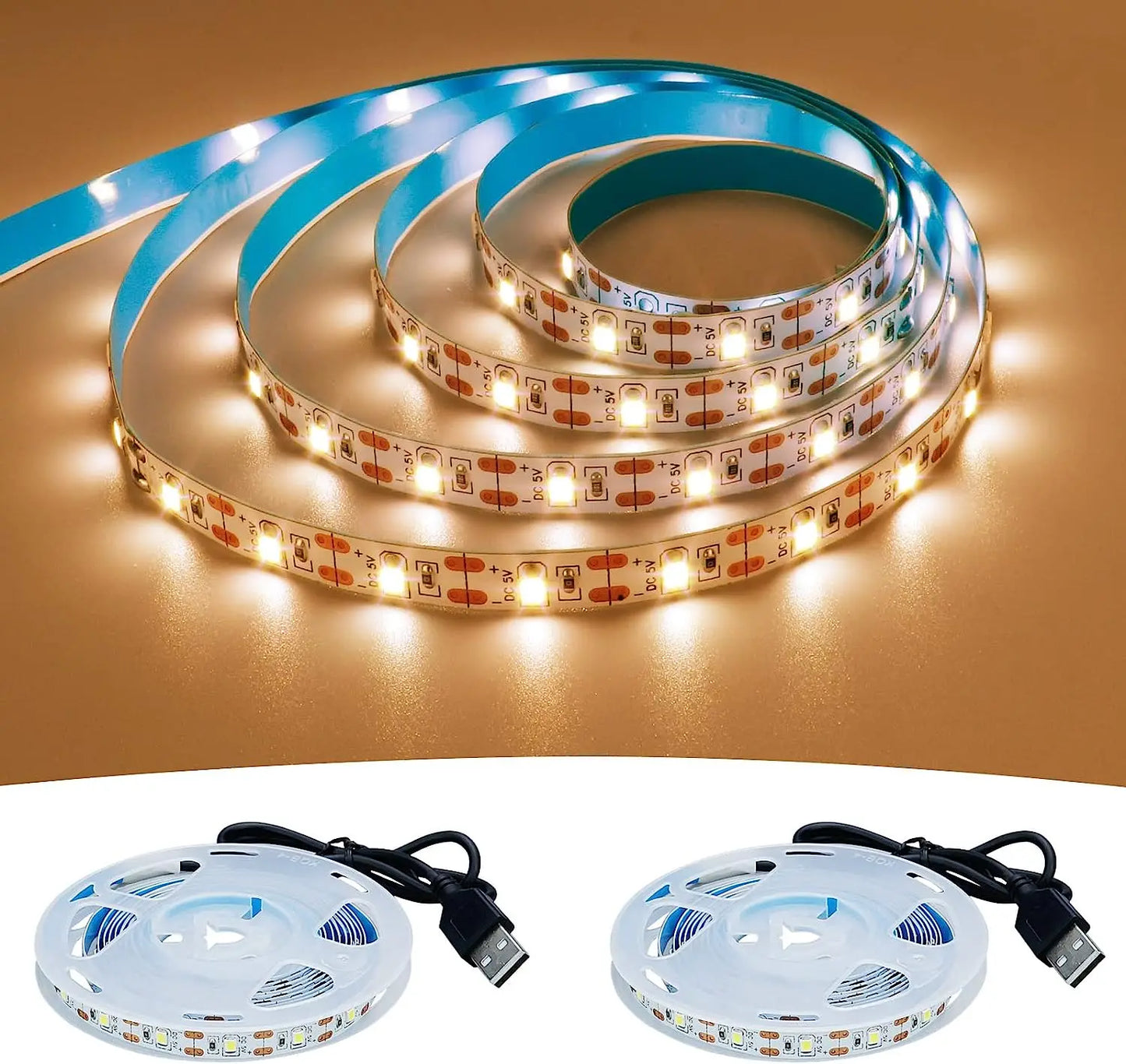 1~5m DC 5V USB LED Strip Warm White/White 2835 LED Strip Light TV Background Lighting Tape Home Decor Lamp LED Light
