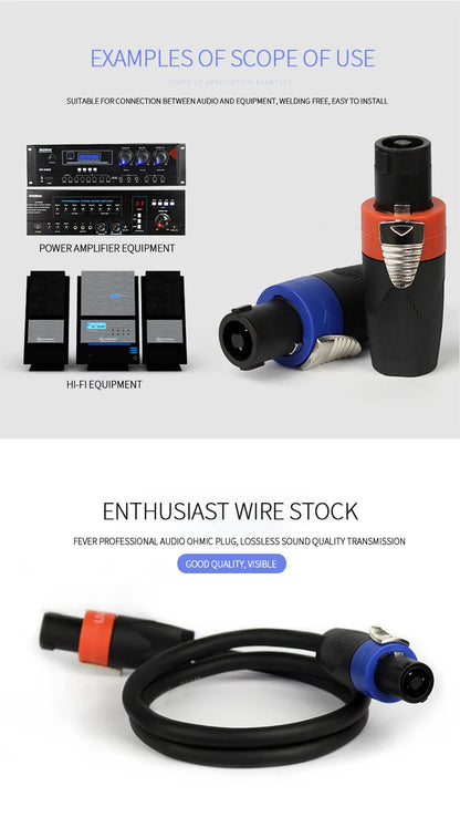 NL4FC Speakon 4 Pin Audio XLR Connector Ohm Head Solder-Free Amplifier Terminal for Superior Sound