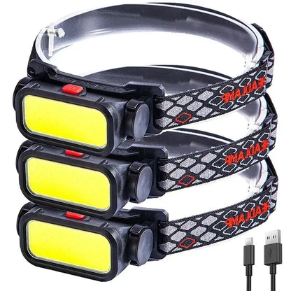 Portable COB LED Headlamp 4 Modes USB Rechargeable with Red Light