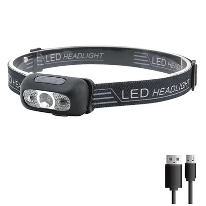 Rechageable LED Motion Sensor Headlight 9 Led Strong Light Headlamp Portable Fishing Camping Outdoor Head Lamp Work Flashlight