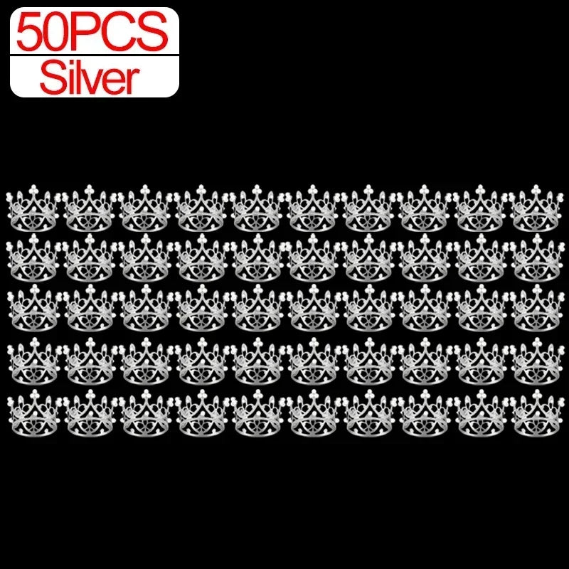 Wholesale Crown Cake Decoration Gold Silver Pearl Crown Topper Mini Princess Headwear Decoration Birthday Wedding Decor Supplies