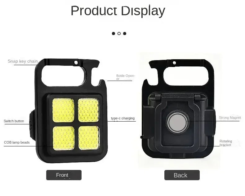 Rechargeable LED Pocket Flashlight Folding Bracket Keychain Light