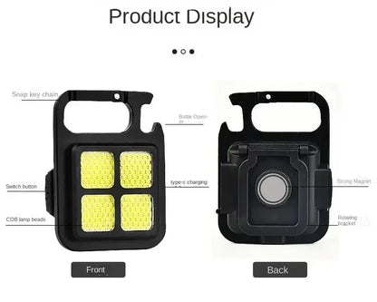 Rechargeable LED Pocket Flashlight Folding Bracket Keychain Light