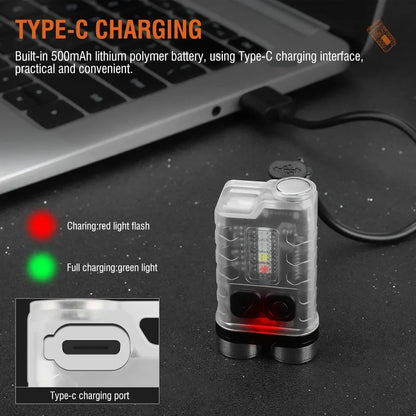 V3 EDC LED Flashlight Rechargeable Mini Keychain Torch with UV