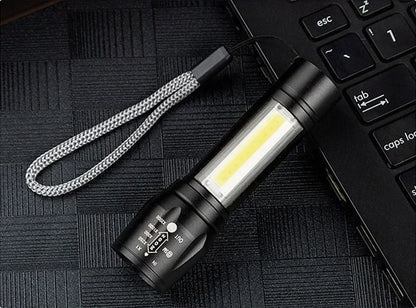 COB+XPE Mini LED Pocket Flashlight with Pen Clip Portable USB Rechargeable Torch Outdoor Zoomable Light Tactical Lantern Lamp