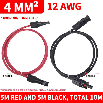 PV1-F Solar Extension Cable 2.5mm² 1/2/3/5/10M Waterproof DC Connector Male Female Pair IP67 for Photovoltaic System