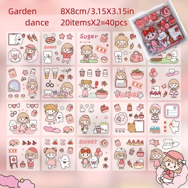 40/80pcs PET Stickers Season Series PET Decorative Stickers DIY Diary Girls Scrapbooking Material Decor Album Stationery Sticker
